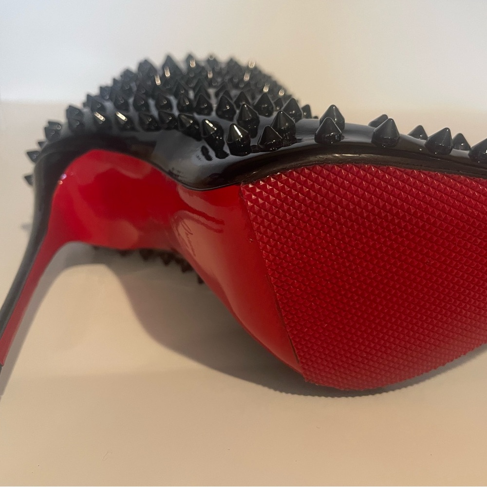 Christian Louboutin Snakilta 120 Black Patent Spiked Boots - Picture 4 of 6